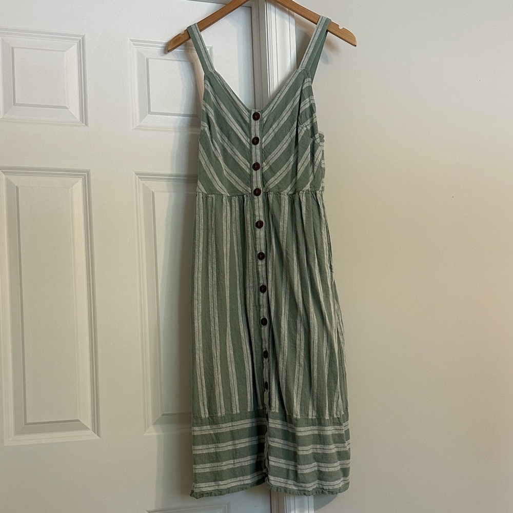 Green Striped Midi Dress